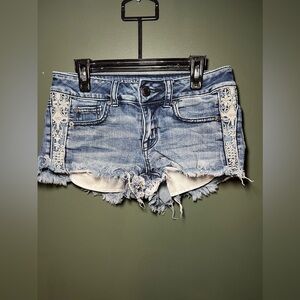 Double zero American Eagle lace denim shorts stretch